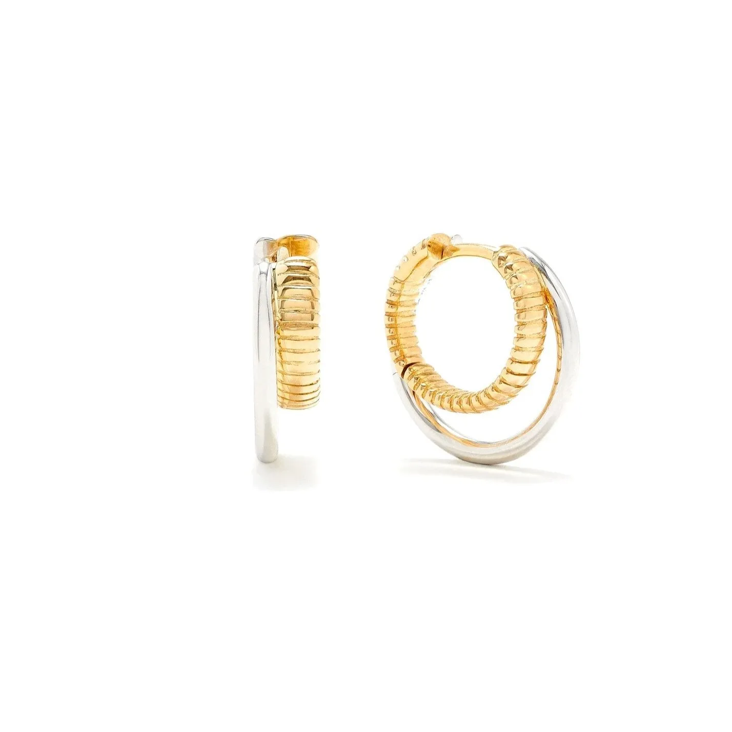 50/50 Fluted Gold Berlingot Split Hoop Earrings