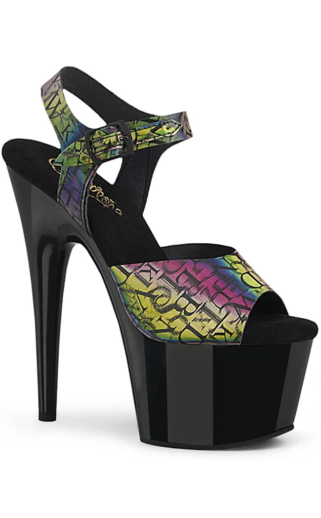 ADORE-708N-LTP Green-Purple Platform Heels