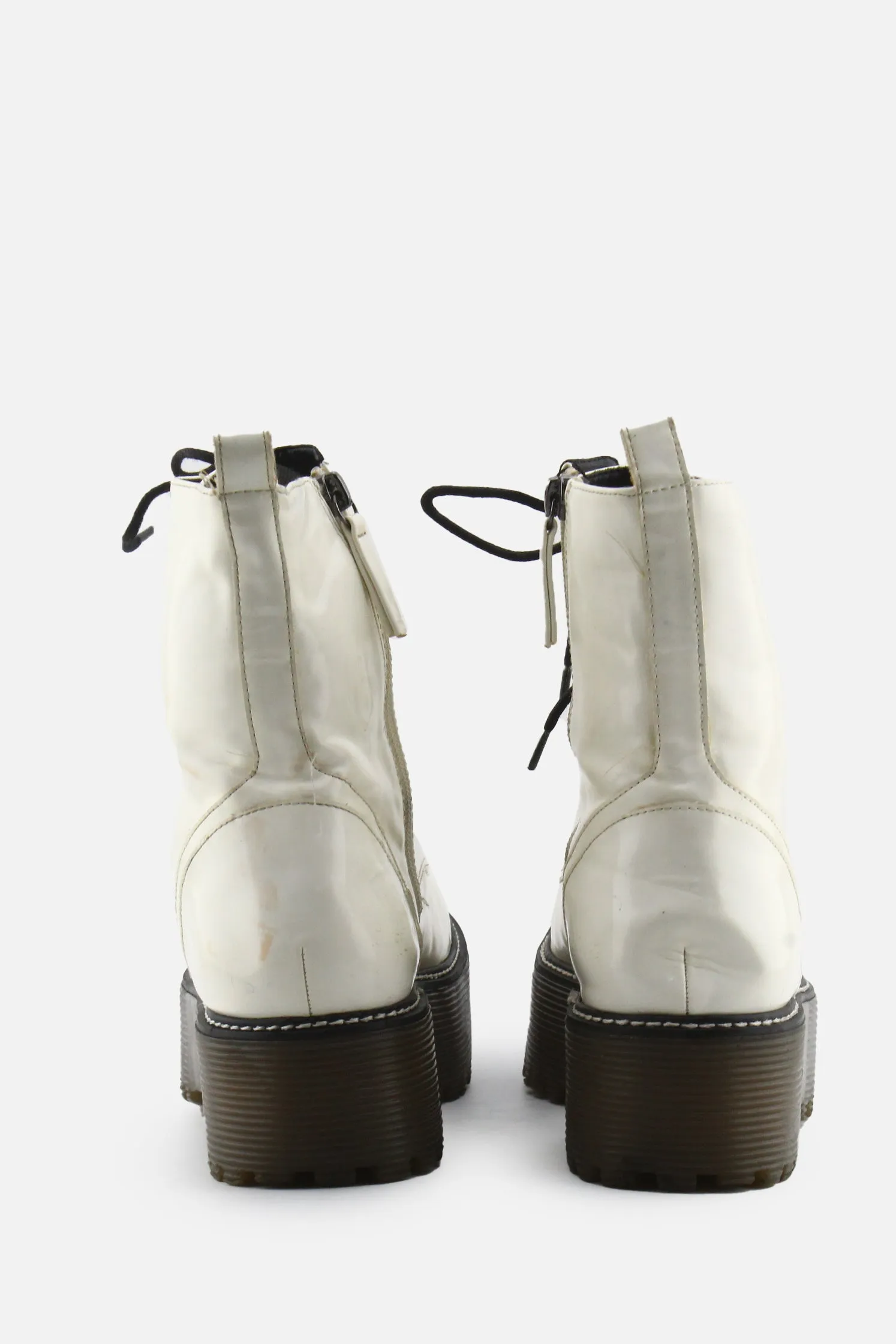 Bershka Zipper Laces Combat Ankle Boots | 100% Synthetic Leather