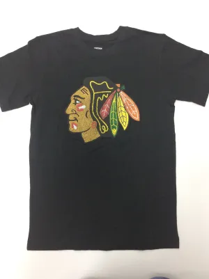 Chicago Blackhawks Reebok Black Indian Head Youth Shirt