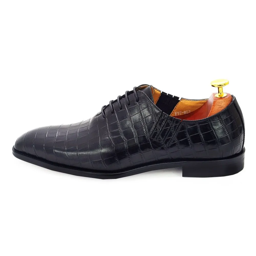 CrocLuxe Exquisite Crocodile Pattern Pointed Toe Oxford