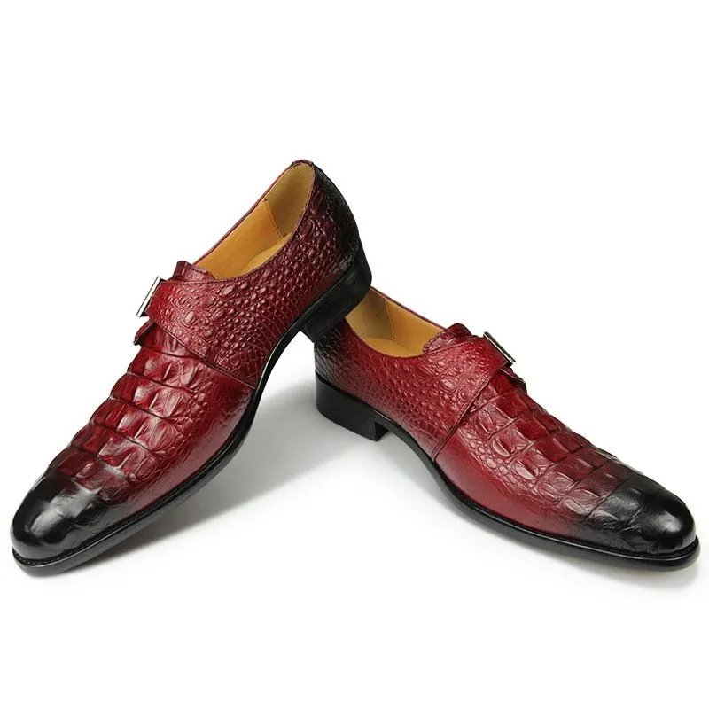 CrocoChic Leather Embossed Monkstrap Dress Shoes