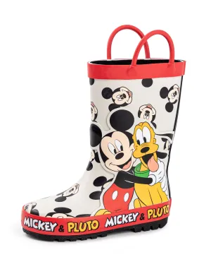 Disney Mickey & Pluto Boys Multicoloured Wellington Boots with Handles