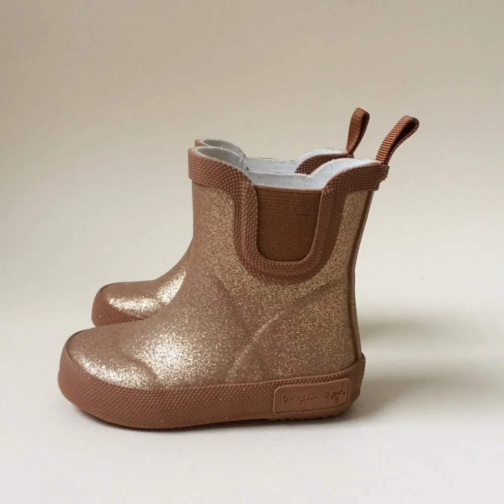 Konges Slojd Welly Boots Glitter in Tan