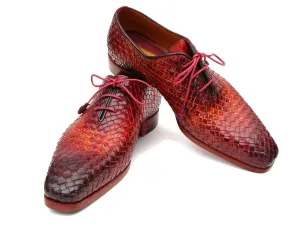 Paul Parkman Bordeaux & Tobacco Woven Leather Oxfords