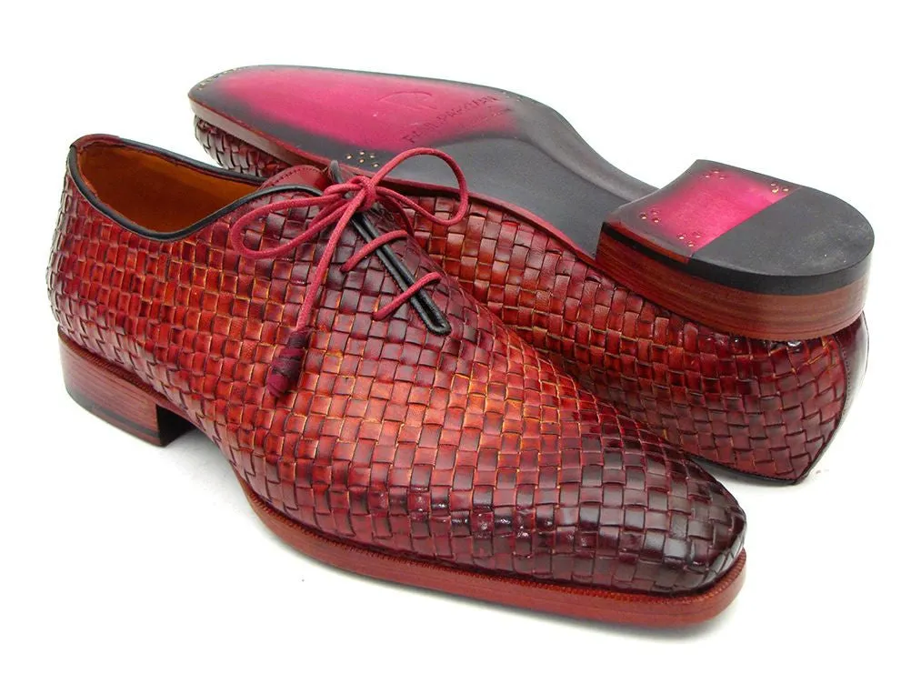 Paul Parkman Bordeaux & Tobacco Woven Leather Oxfords