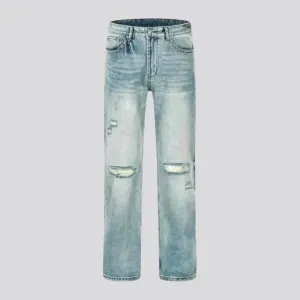 Ribbed-knees men's grunge jeans