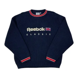 Vintage 90s 00s Navy Red Reebok Classic Knit Sweater L