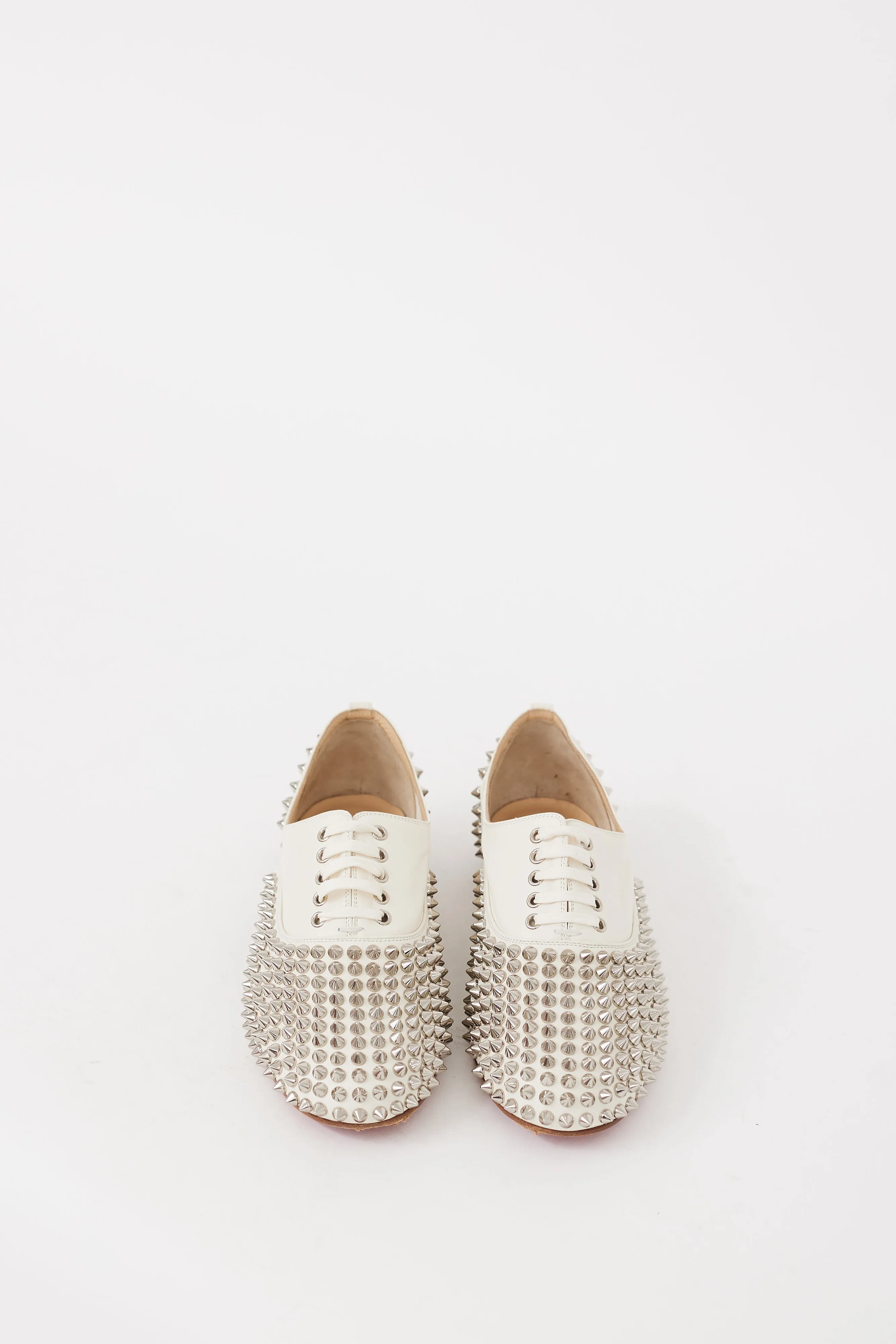 White & Silver Leather Freddy Spiked Oxford