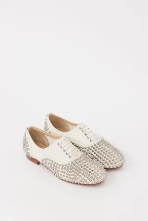 White & Silver Leather Freddy Spiked Oxford