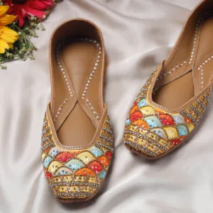 Yellow Sun kissed Handstitched Embroidered Jutti